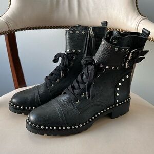 Sam Edelman black leather studded Jennifer combat style boots